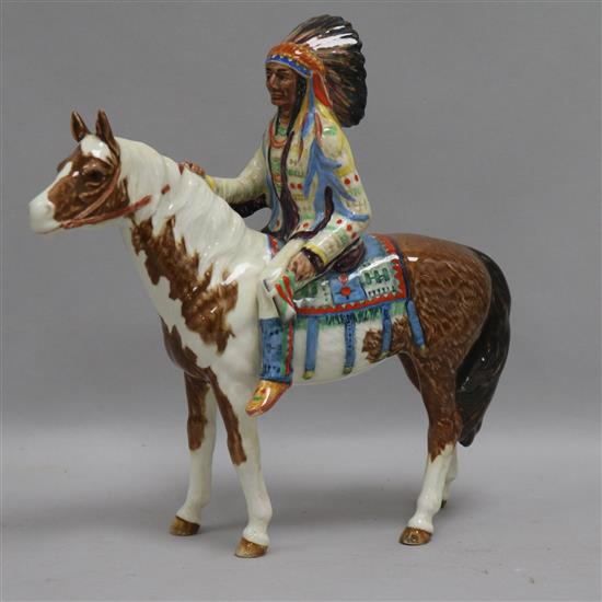 A Beswick model of a Red Indian mounted on a pony